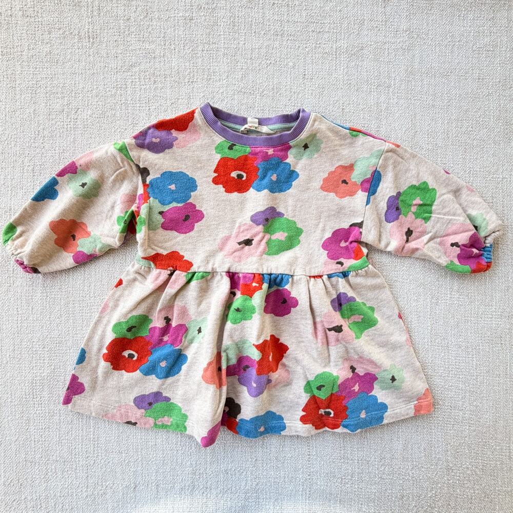 Mini Boden Floral Sweatshirt Dress 3/4